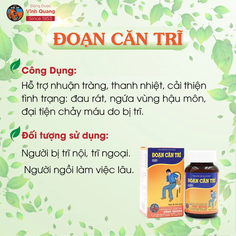 Ảnh Đoạn Căn Trĩ VĨNH QUANG hộp 60 viên - Hỗ trợ giảm trĩ nội, trĩ ngoại, đại tiện chảy máu do trĩ 3