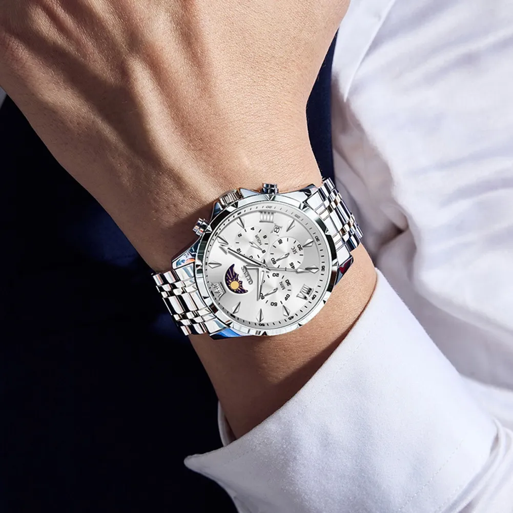 Ảnh OLEVS Đồng hồ nam Đa chức năng Đồng hồ Quartz Chống nước Công sở Thời trang Chính hãng 3653 3