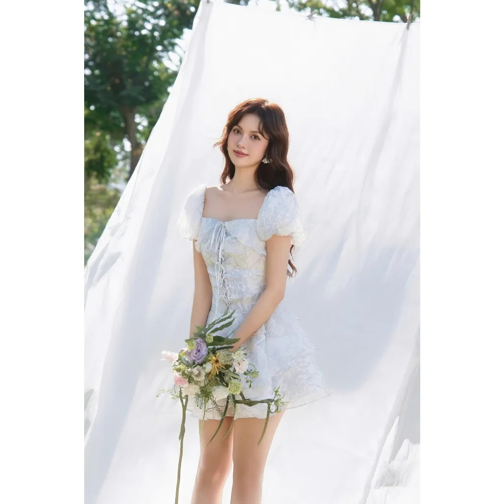 Ảnh OLV - Đầm kiểu hoa trễ vai Bristol Fleur Dress in Blue 1