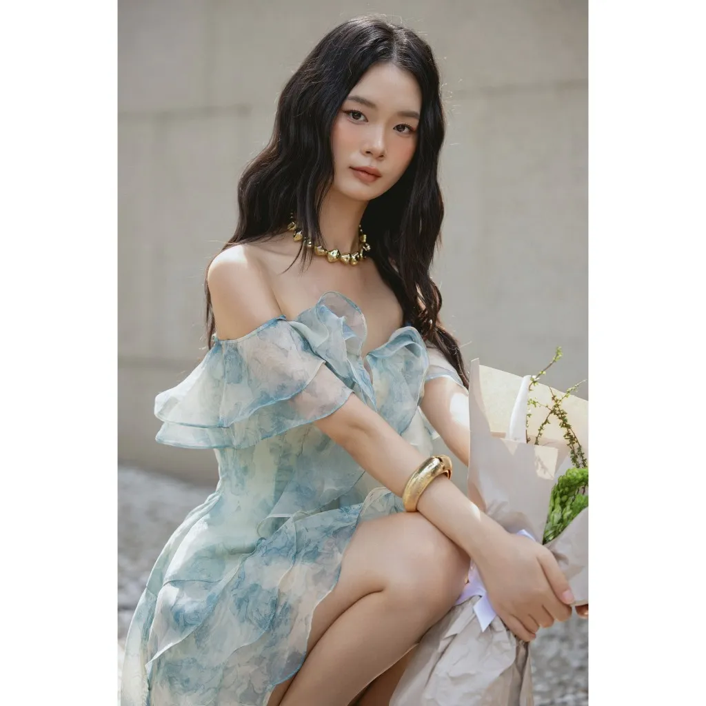 Ảnh OLV - Đầm kiểu trễ vai dáng xòe Ianthe Fleur Dress 4