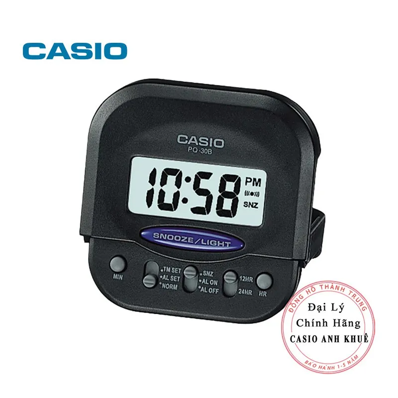 Ảnh Đồng hồ báo thức du lịch - để bàn điện tử Casio PQ-30B-1DF màu đen 6X6cm 1