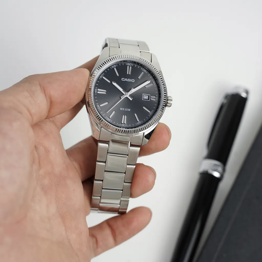 Ảnh Đồng Hồ Casio Nam MTP-1302D-1A1VDF Mặt Tròn Màu Đen Dây Kim Loại Chính Hãng 2