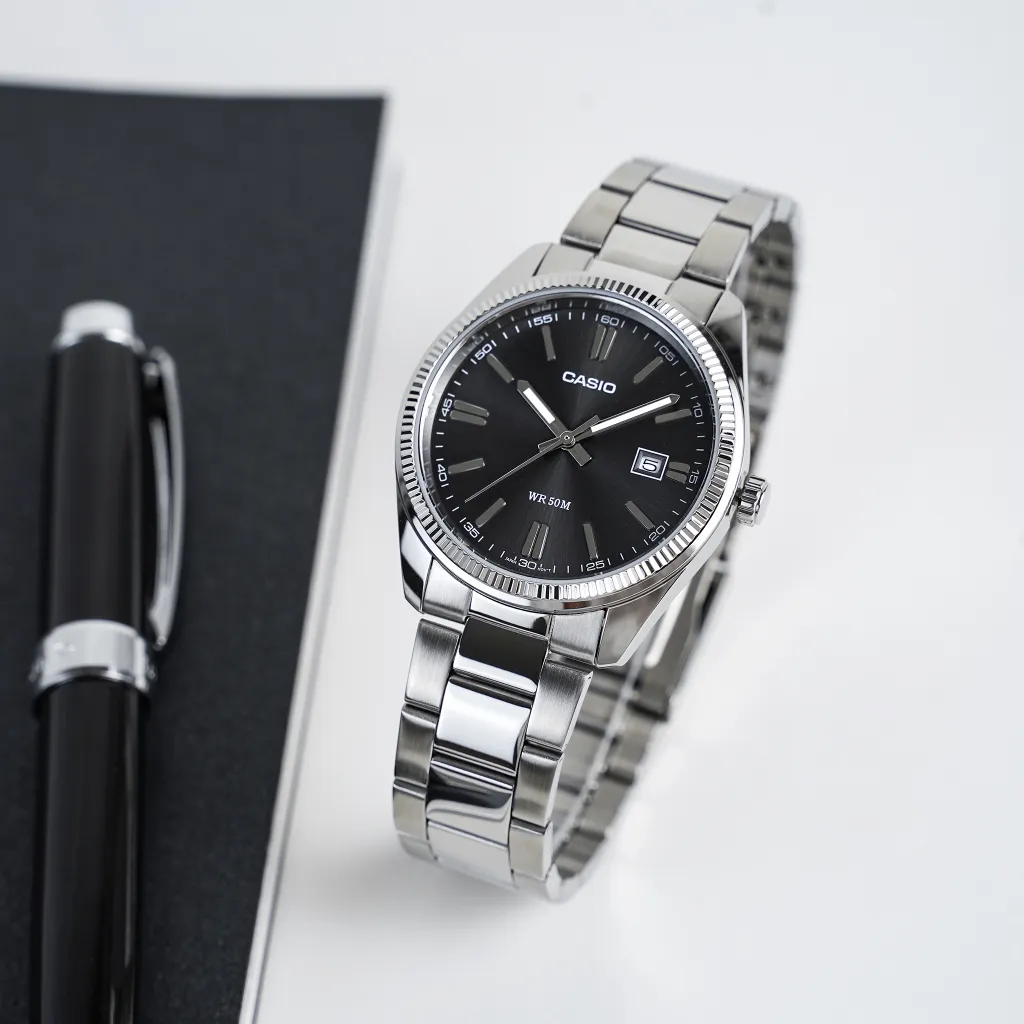 Ảnh Đồng Hồ Casio Nam MTP-1302D-1A1VDF Mặt Tròn Màu Đen Dây Kim Loại Chính Hãng 3