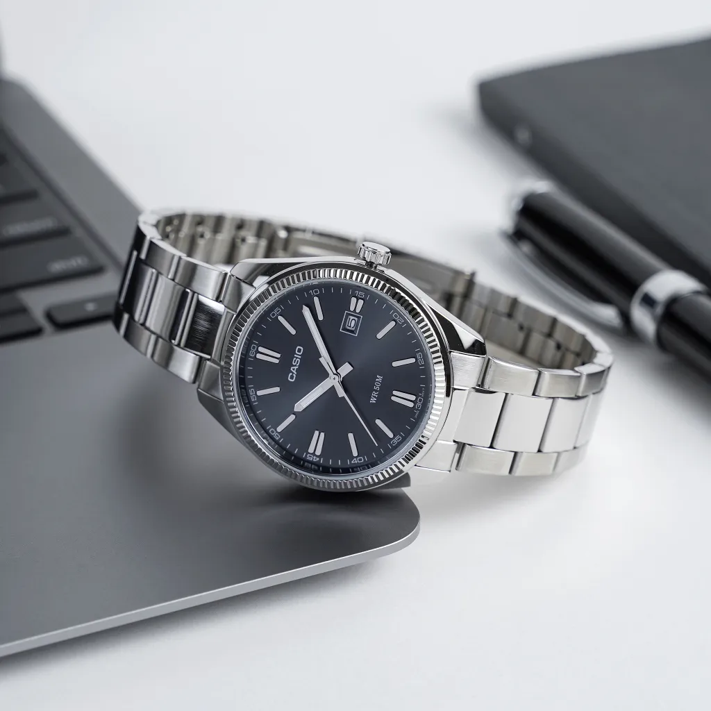 Ảnh Đồng Hồ Casio Nam MTP-1302D-1A1VDF Mặt Tròn Màu Đen Dây Kim Loại Chính Hãng 4