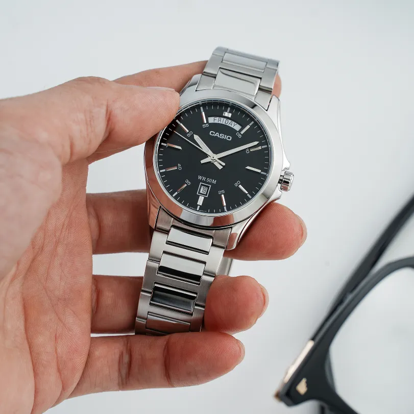 Ảnh Đồng Hồ Casio Nam MTP-1370D-1A1VDF Mặt Tròn Màu Đen Dây Kim Loại Chính Hãng 2