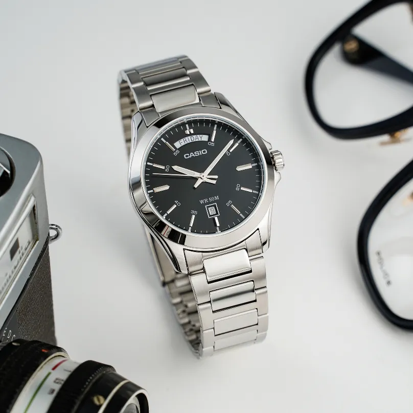 Ảnh Đồng Hồ Casio Nam MTP-1370D-1A1VDF Mặt Tròn Màu Đen Dây Kim Loại Chính Hãng 4