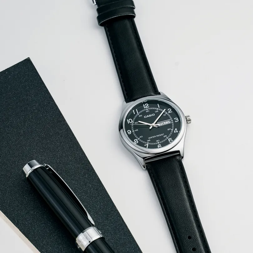 Ảnh Đồng Hồ Casio Nam MTP-V006L-1B2UDF Mặt Tròn Màu Đen Dây Da Chính Hãng 3