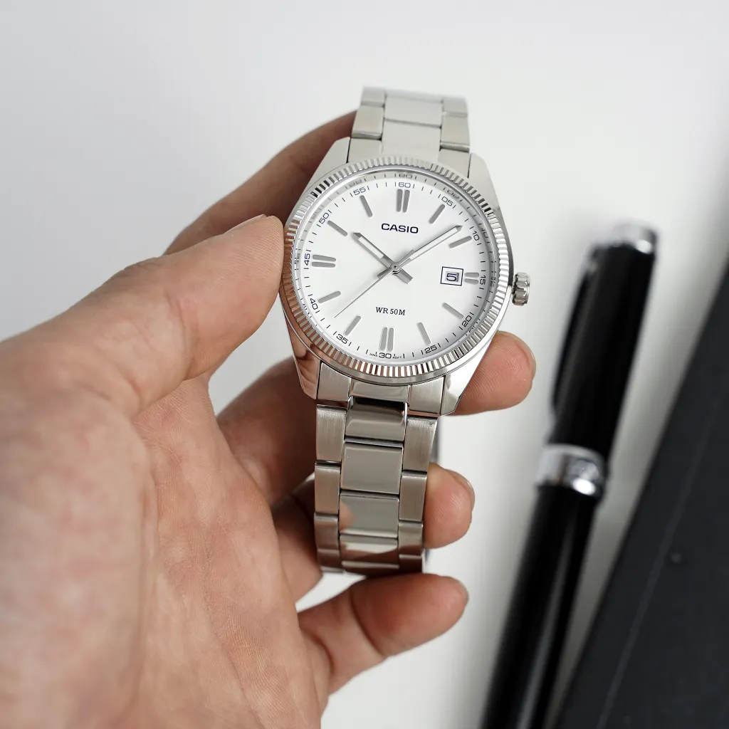 Ảnh Đồng Hồ Casio Nam MTP-1302D-7A1VDF Mặt Tròn Màu Trắng Dây Kim Loại Chính Hãng 2