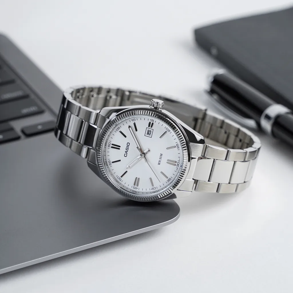 Ảnh Đồng Hồ Casio Nam MTP-1302D-7A1VDF Mặt Tròn Màu Trắng Dây Kim Loại Chính Hãng 3