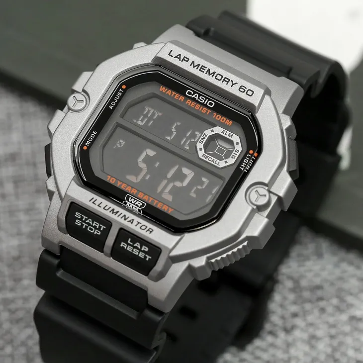 Ảnh Đồng Hồ Casio Nam Điện Tử WS-1400H-1BVDF Mặt Vuông Dây Cao Su Chính Hãng 3