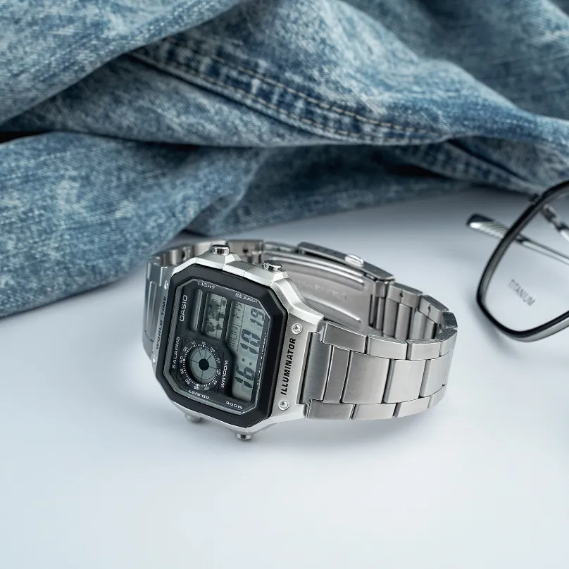 Ảnh Đồng Hồ Casio Nam Điện Tử AE-1200WHD-1AVDF Mặt Vuông Dây Kim Loại Chính Hãng 4