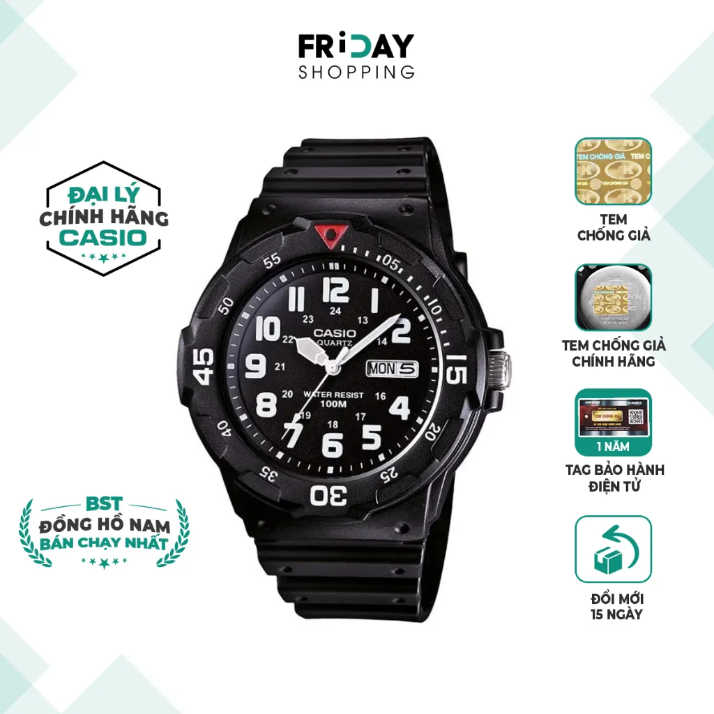 Ảnh Đồng Hồ Casio Nam MRW-200H-1BVDF Mặt Tròn Dây Cao Su Chính Hãng 1