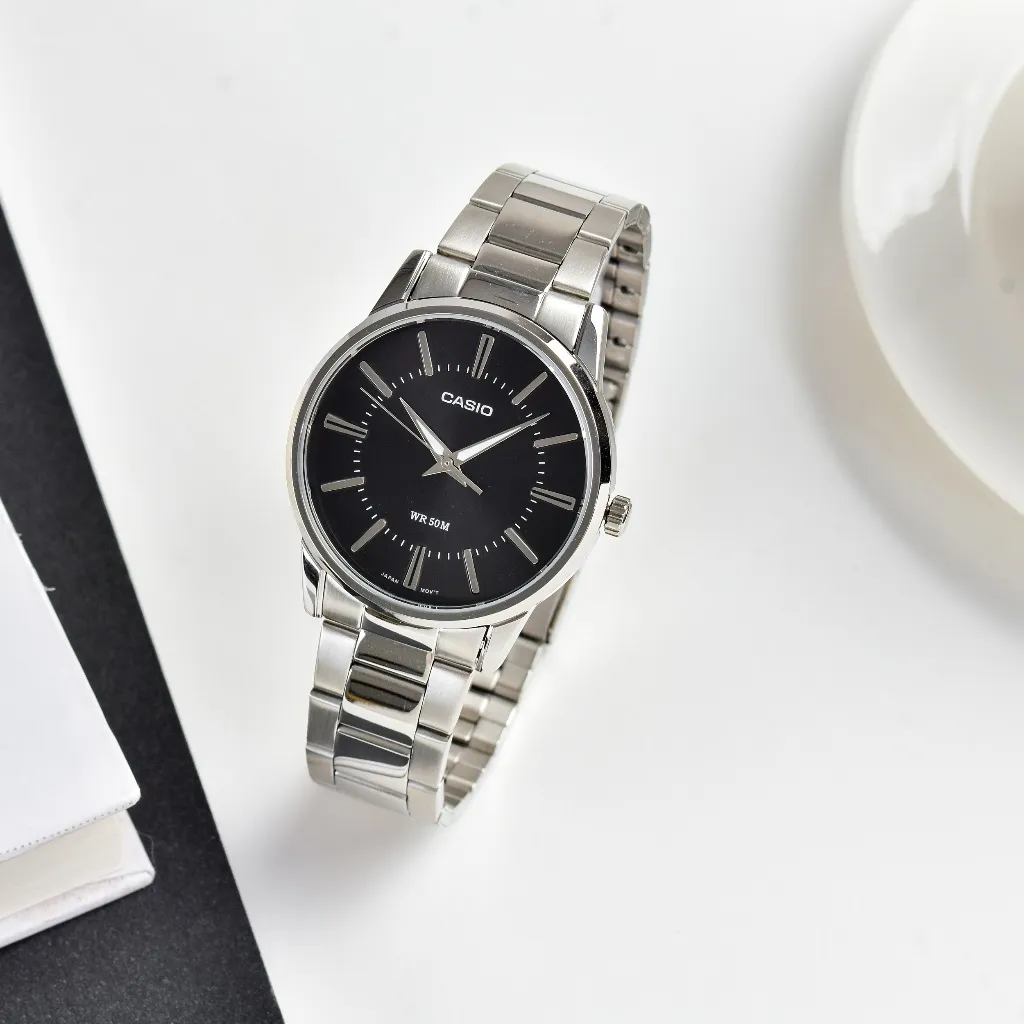 Ảnh Đồng Hồ Casio Nam MTP-1303D-1AVDF Mặt Tròn Màu Đen Dây Kim Loại Chính Hãng 2