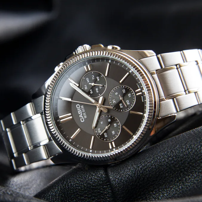 Ảnh Đồng Hồ Casio Nam MTP-1375D-1AVDF Mặt Tròn Màu Đen Dây Kim Loại Chính Hãng 3