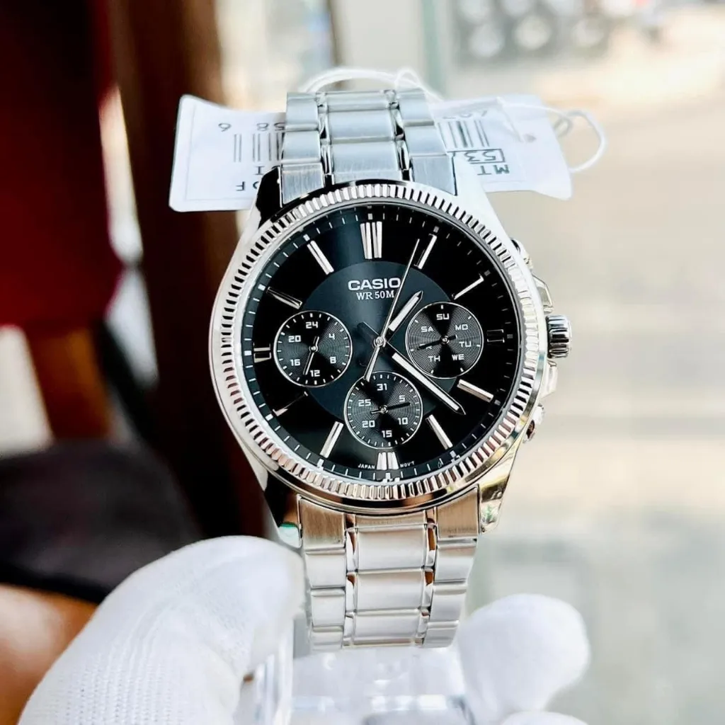 Ảnh Đồng Hồ Casio Nam MTP-1375D-1AVDF Mặt Tròn Màu Đen Dây Kim Loại Chính Hãng 4