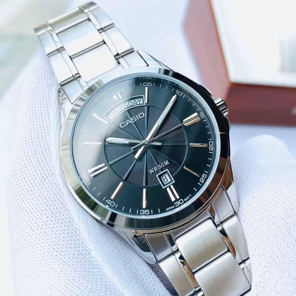 Ảnh Đồng Hồ Casio Nam MTP-1381D-1AVDF Mặt Đen Dây Kim Loại Chính Hãng 3