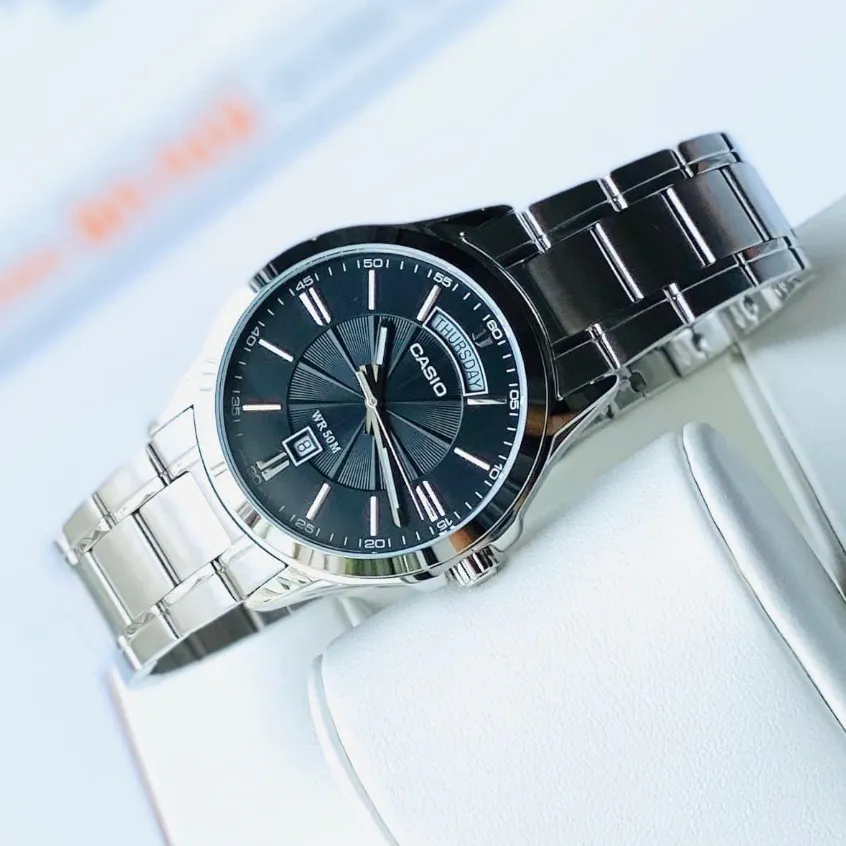 Ảnh Đồng Hồ Casio Nam MTP-1381D-1AVDF Mặt Đen Dây Kim Loại Chính Hãng 4