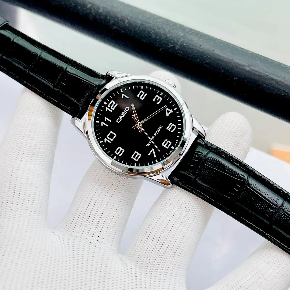 Ảnh Đồng Hồ Casio Nam MTP-V001L-1BUDF Mặt Tròn Màu Đen Dây Da Chính Hãng 4