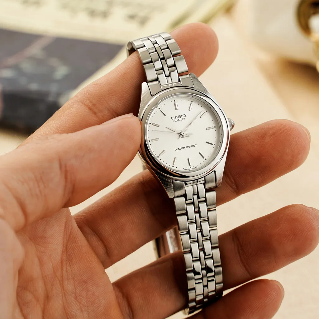 Ảnh Đồng Hồ Casio Nữ LTP-1129A-7ARDF Mặt Tròn Màu Trằng Dây Kim Loại Chính Hãng 2