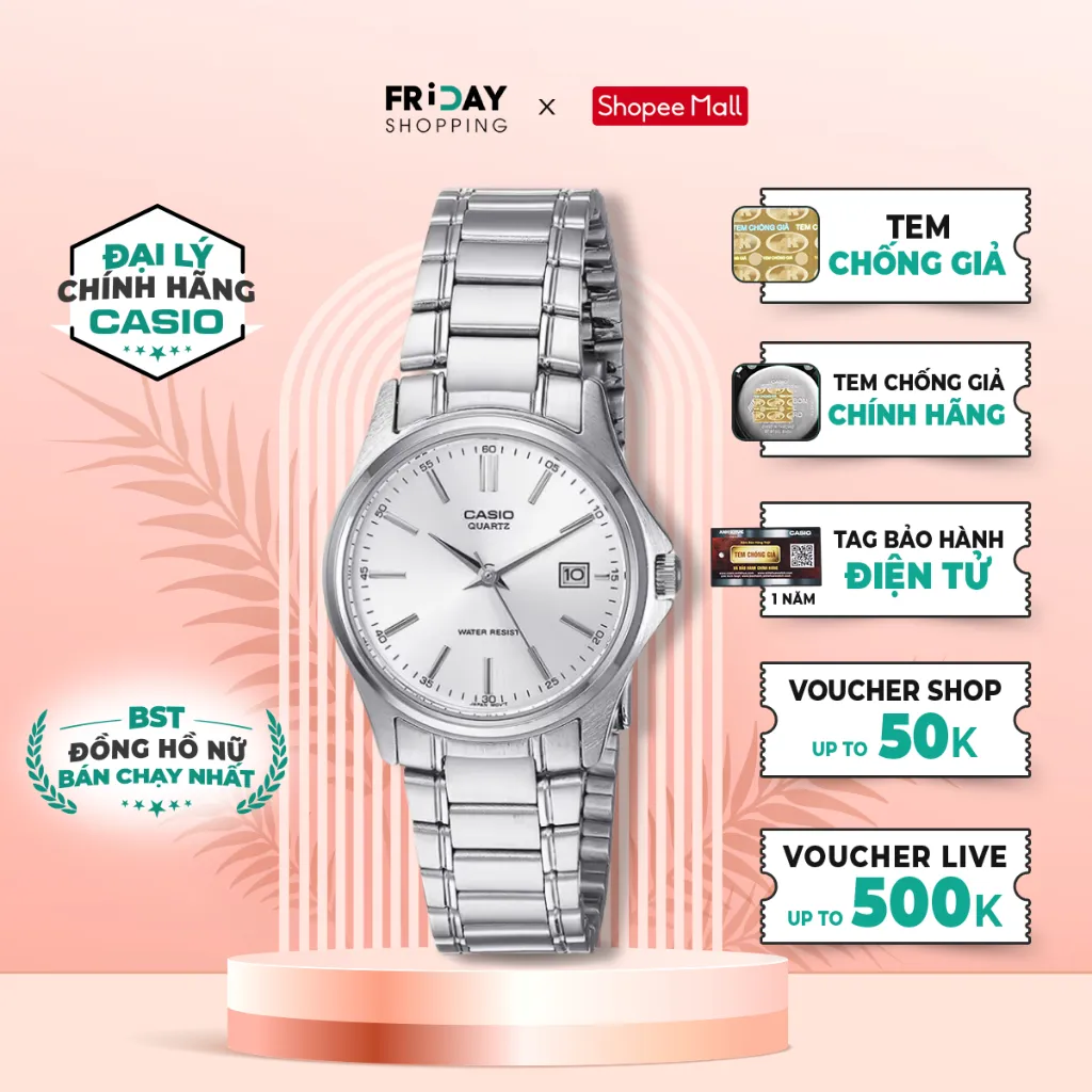 Ảnh Đồng Hồ Casio Nữ LTP-1183A-7ADF Mặt Tròn Dây Kim Loại Chính Hãng 1