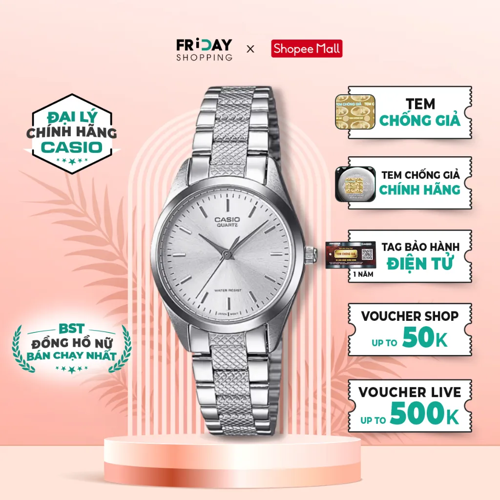 Ảnh Đồng Hồ Casio Nữ LTP-1274D-7ADF Mặt Tròn Dây Kim Loại Chính Hãng 1