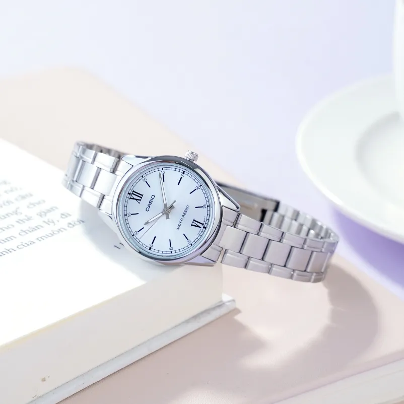 Ảnh Đồng Hồ Casio Nữ LTP-V005D-2B3UDF Mặt Tròn Dây Kim Loại Chính Hãng 2