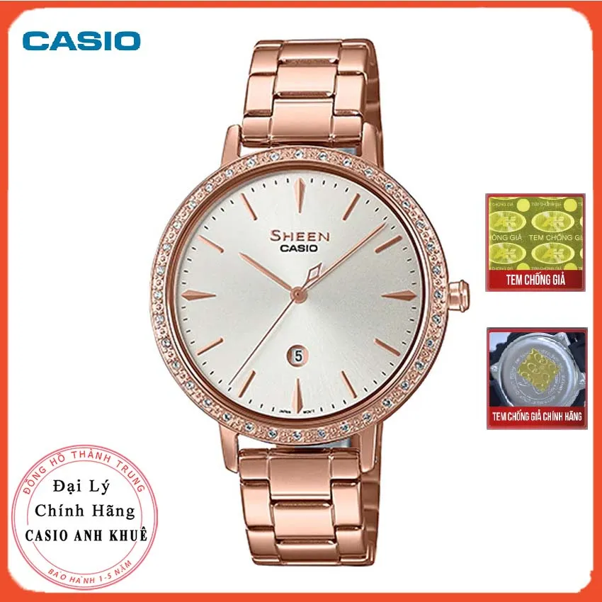 Ảnh Đồng Hồ Casio Nữ Sheen SHE-4535YPG-7AUDF siêu mỏng kính sapphire 1