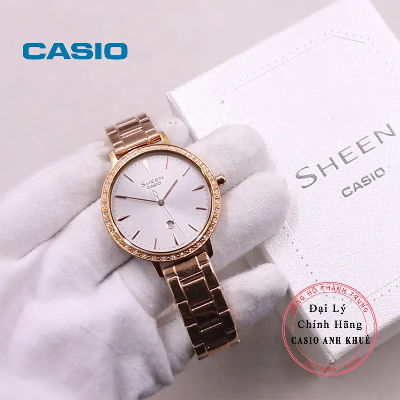 Ảnh Đồng Hồ Casio Nữ Sheen SHE-4535YPG-7AUDF siêu mỏng kính sapphire 3