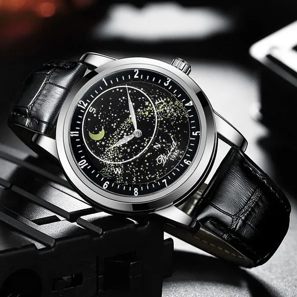 Ảnh Đồng hồ cơ tự động nam DIZIZID Automatic chính hãng - Dây da cao cấp - Thiết kế bầu trời sao chuyển động DZC99 2