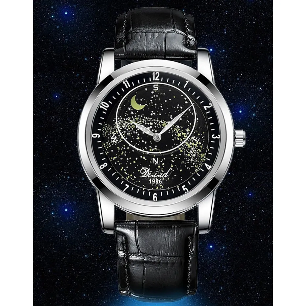 Ảnh Đồng hồ cơ tự động nam DIZIZID Automatic chính hãng - Dây da cao cấp - Thiết kế bầu trời sao chuyển động DZC99 3