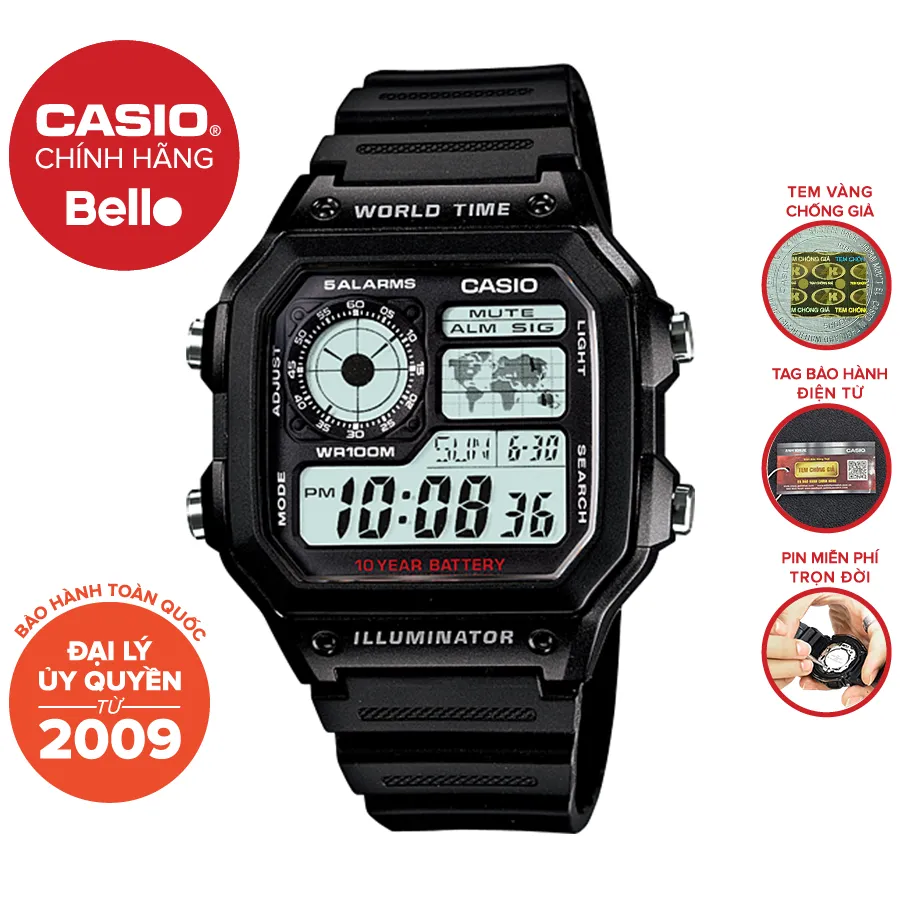 Ảnh Đồng hồ dây nhựa Casio Nam AE-1200 chính hãng bảo hành 1 năm Pin trọn đời 1