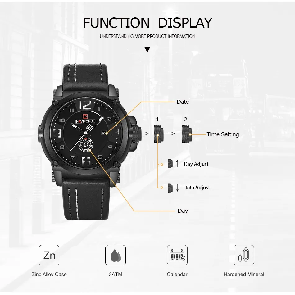 Ảnh Đồng hồ đeo tay chống nước bằng da thể thao nam NAVIFORCE NF9099 (có hộp gốc) Jam tangan 2