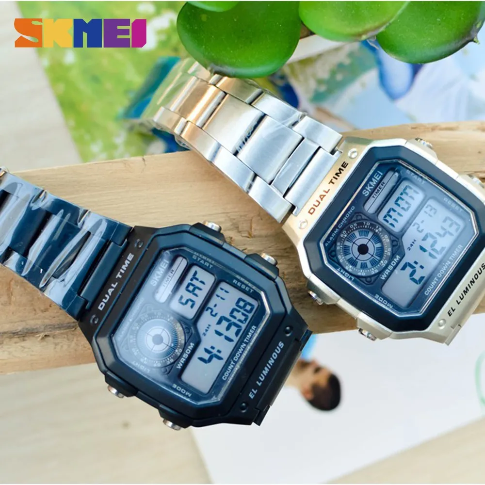 Ảnh Đồng hồ đeo tay nam dây thép thời trang SKMEI Đồng hồ điện tử thể thao ngoài trời Đồng hồ chống nước kỹ thuật số 3