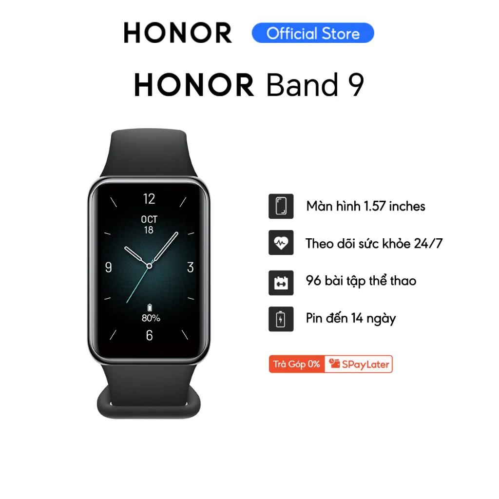Ảnh Đồng hồ đeo tay thông minh HONOR Band 9 Pin 14 ngày Kháng nước 5ATM 96 chế độ thể thao| BH 12 Tháng 2
