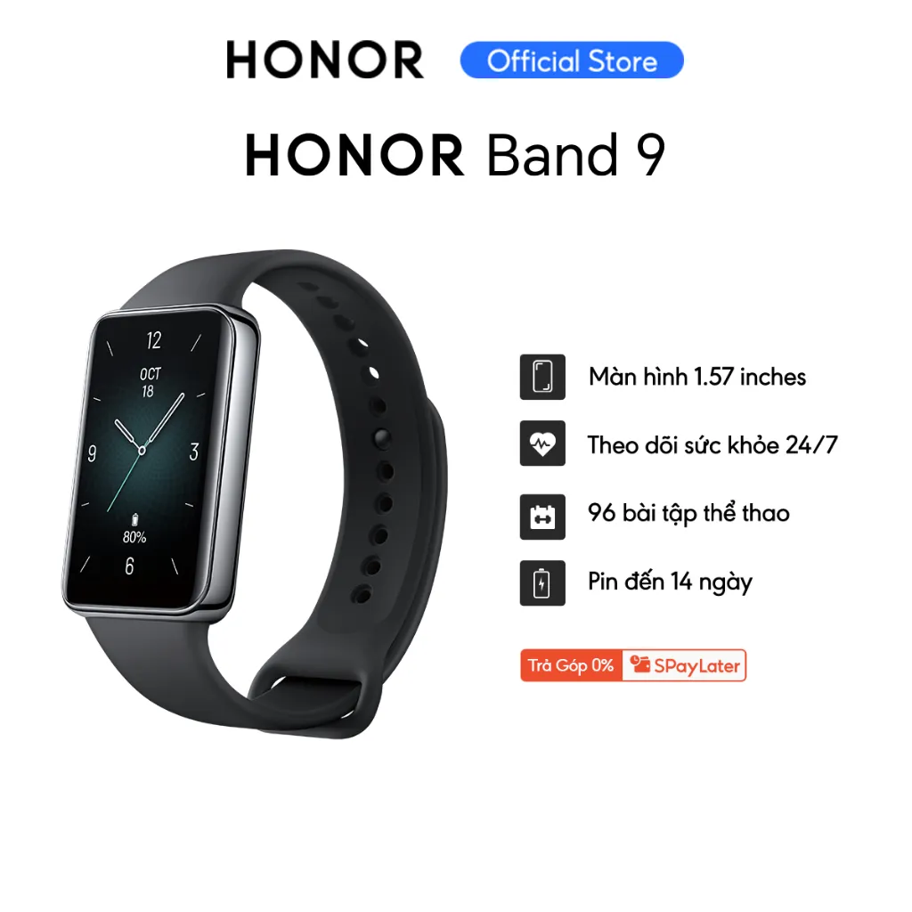 Ảnh Đồng hồ đeo tay thông minh HONOR Band 9 Pin 14 ngày Kháng nước 5ATM 96 chế độ thể thao| BH 12 Tháng 3