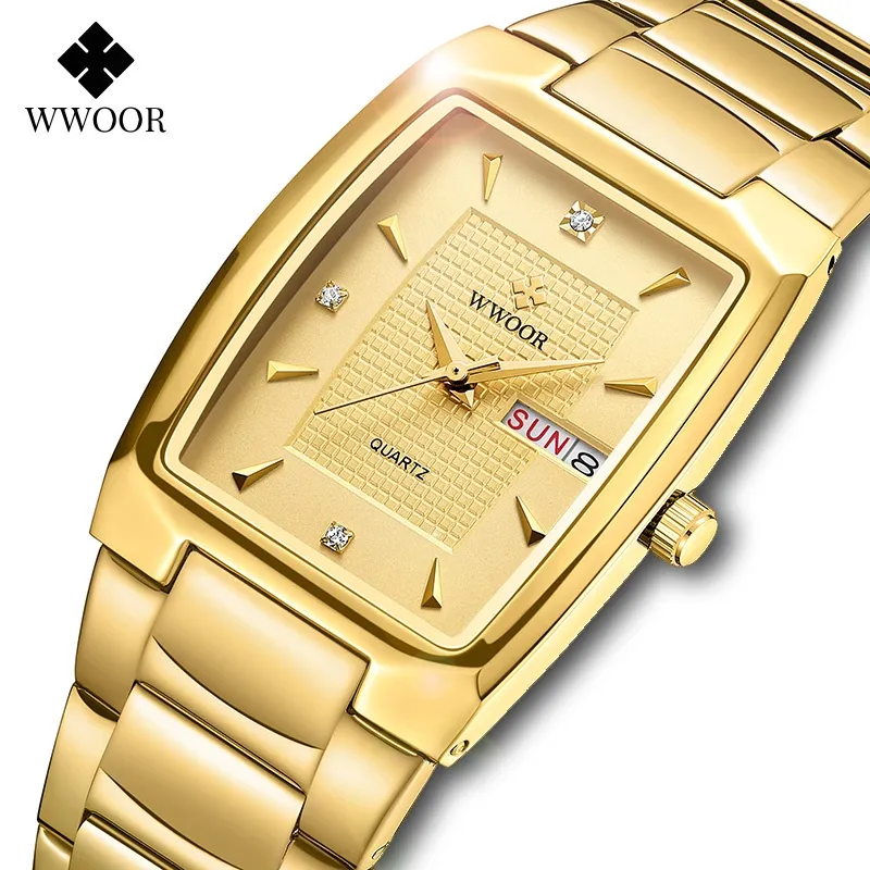 Ảnh Đồng Hồ Đeo Tay WWOOR Mặt Vuông Màu Vàng Đồng Thời Trang 2022 Dành Cho Nữ Relogio Feminino-8837 1