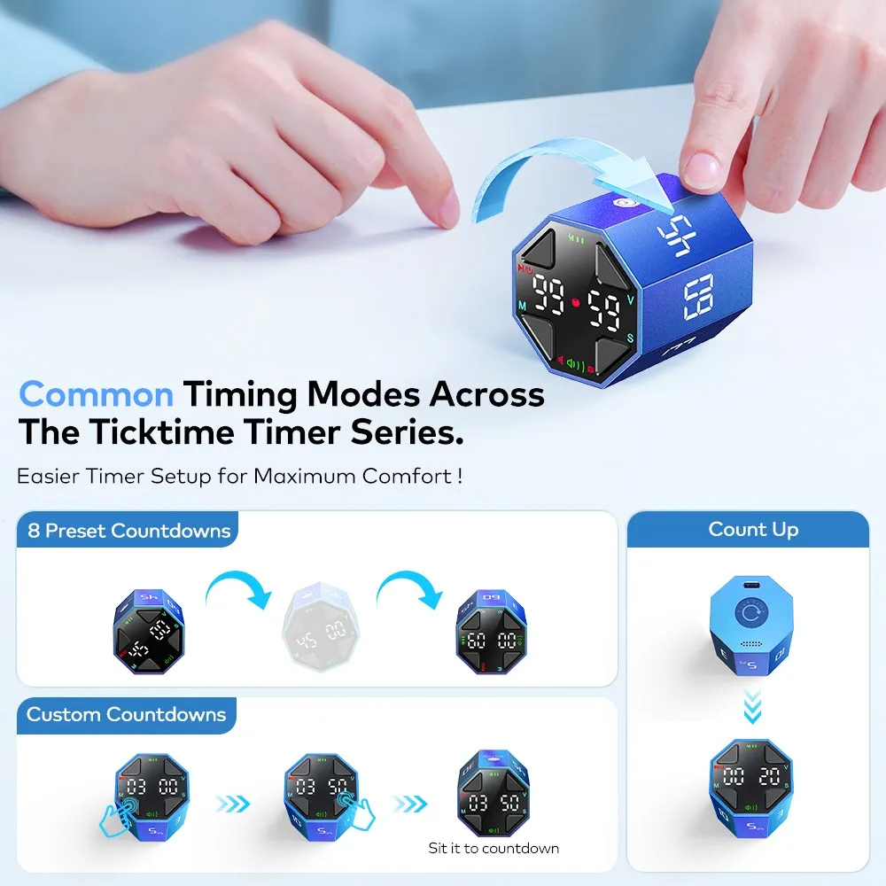 Ảnh Đồng hồ hẹn giờ Llano Ticktime Octagon Pomodoro, Hẹn giờ lập phương năng suất làm việc, Hẹn giờ ADHD, Pomodoro tùy chỉnh, Tạm dừng & Tiếp tục, Tắt tiếng, Rung động & Cảnh báo âm thanh có thể điều chỉnh, 3 / 5 / 10 / 15 / 30 / 45 / 60 m 2