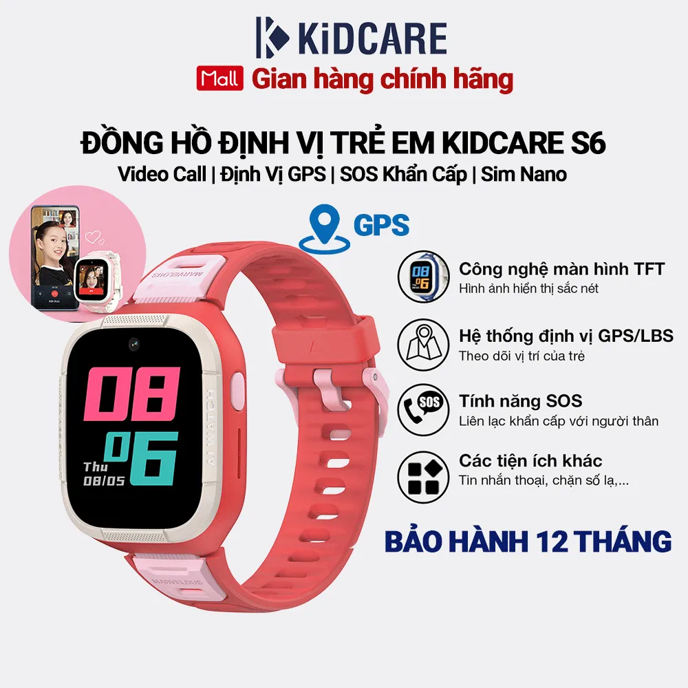 Ảnh Đồng hồ định vị trẻ em Kidcare S6 gọi video call định vị GPS - Màu Tinker Pink 1