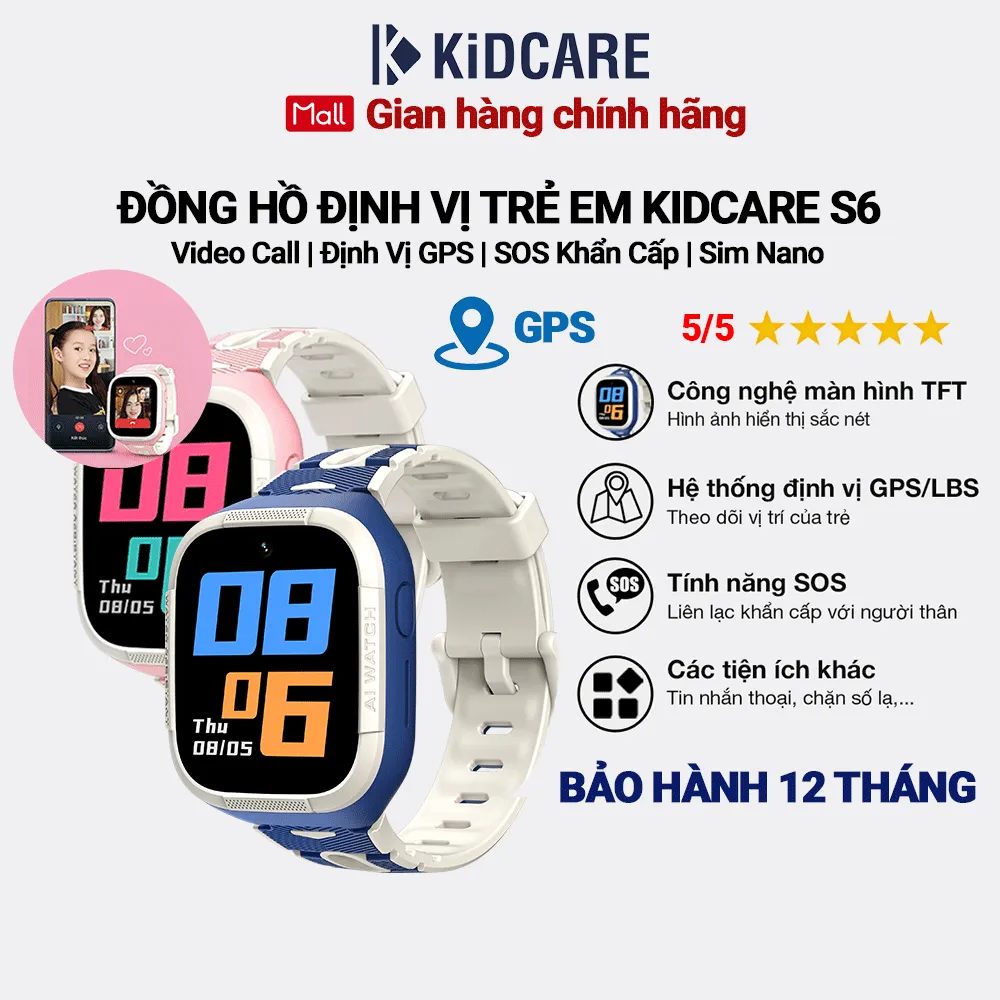Ảnh Đồng hồ định vị trẻ em Kidcare S6 gọi video call HD | định vị GPS AI | Giám sát bé từ xa 1