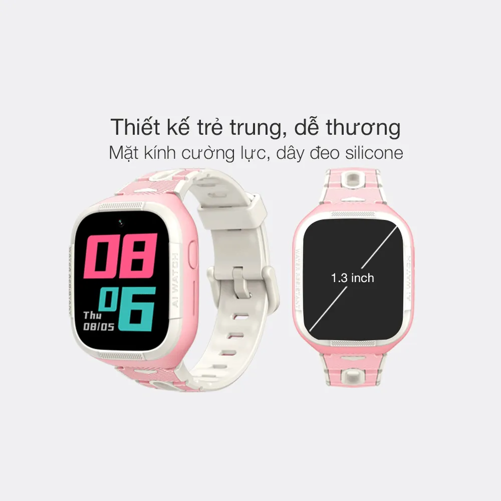 Ảnh Đồng hồ định vị trẻ em Kidcare S6 gọi video call định vị GPS - Màu trắng hồng 2