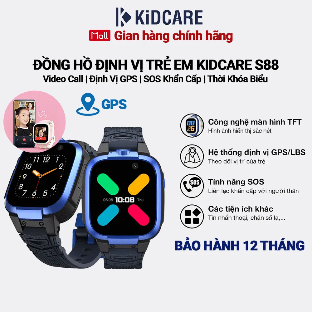 Ảnh Đồng hồ định vị trẻ em Kidcare S88 4G video call chống nước định vị chính xác 1