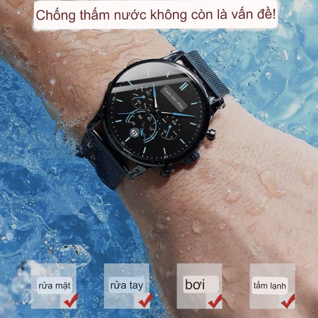 Ảnh Đồng hồ nam cao cấp DIZIZID chính hãng - Chống nước độ sâu 30m - chạy Full kim và lịch ngày  - Dây thép lụa cao cấp 3