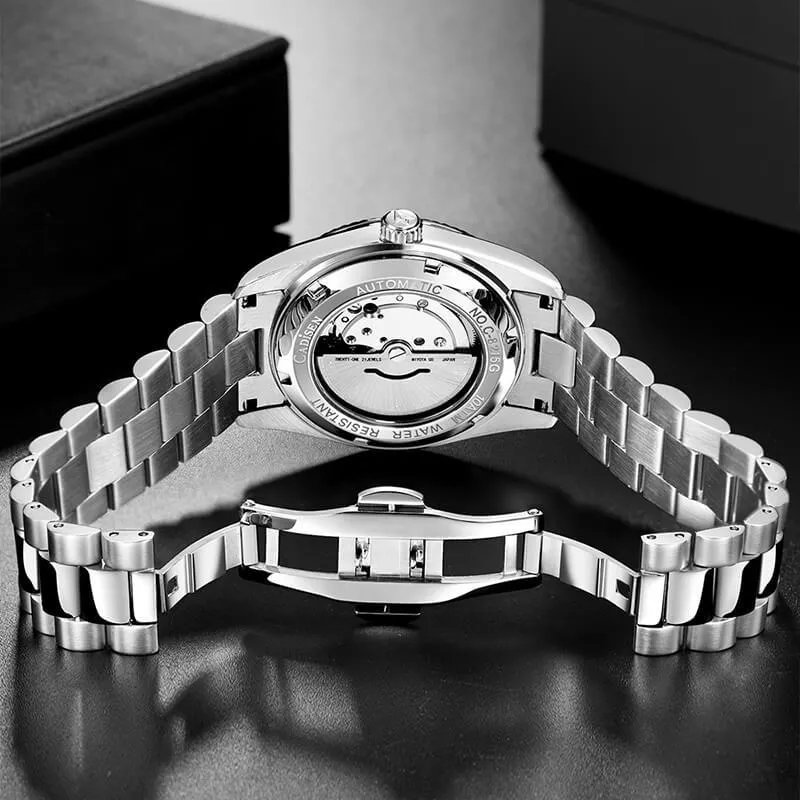 Ảnh Đồng hồ nam chính hãng Cadisen C8215G4,Kính sapphire ,chống xước,Chống nước 100m ,BH 24 tháng,Máy cơ (Automatic) 4