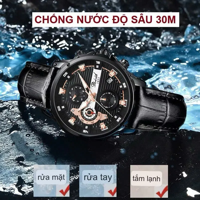 Ảnh Đồng hồ nam chính hãng DIZIZID chống nước tốt - Dây thép đúc đặc - Chạy full 6 kim và lịch ngày - Tặng PIN DZ-A075 3