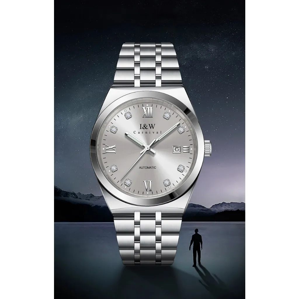 Ảnh Đồng hồ nam chính hãng IW Carnival IW758G-2 Kính chống xước,Chống nước 50m,Bh 24 tháng,Máy cơ Automatic,dây kim loại xịn 3