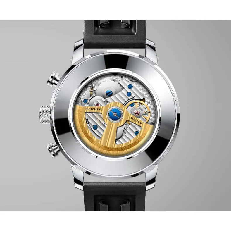Ảnh Đồng hồ nam chính hãng LOBINNI L16063-2 Lộ cơ, Kính chống xước,chống nước ,máy cơ Automatic,mặt tròn dáng thể thao 3 núm 2