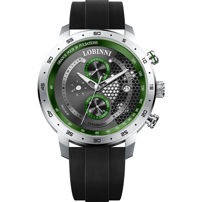 Ảnh Đồng hồ nam chính hãng LOBINNI L16063-2 Lộ cơ, Kính chống xước,chống nước ,máy cơ Automatic,mặt tròn dáng thể thao 3 núm 3