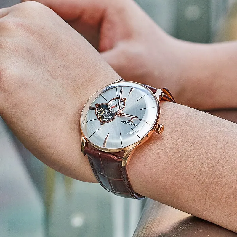 Ảnh Đồng hồ nam chính hãng Reef Tiger RGA8239-1 Kính sapphire chống xước,Chống nước,BH 24 tháng,Máy cơ Automatic,dây da xịn 3
