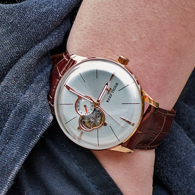 Ảnh Đồng hồ nam chính hãng Reef Tiger RGA8239-1 Kính sapphire chống xước,Chống nước,BH 24 tháng,Máy cơ Automatic,dây da xịn 4