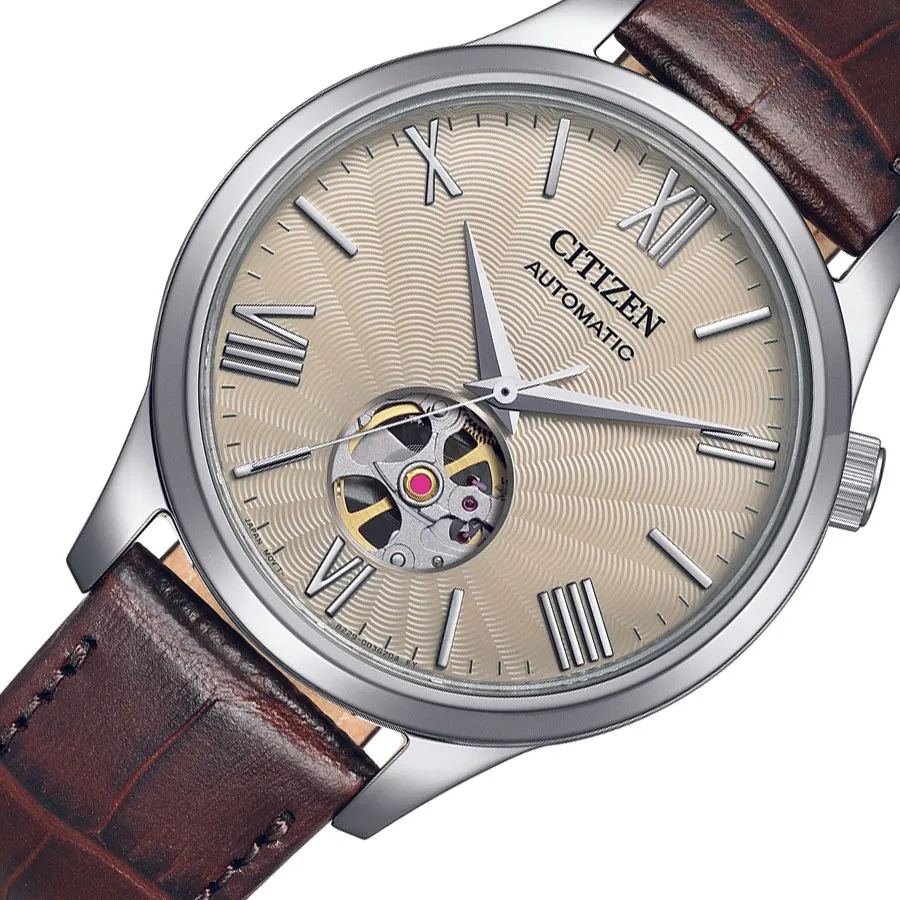 Ảnh Đồng Hồ Nam Citizen Automatic Dây Da NH9130-17A - Mặt Vàng Nhạt (Sapphire) 2